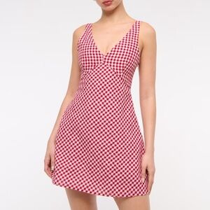 Abercrombie & Fitch Red and White Checkered Mini Dress